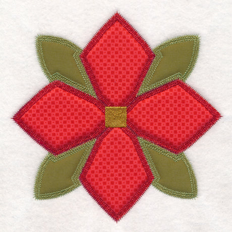 Christmas Quilt Block - Poinsettia (In-the-Hoop)