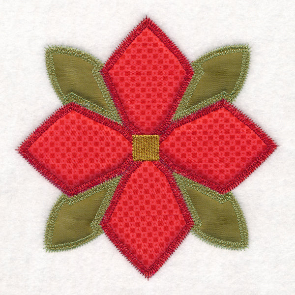 Christmas Quilt Block - Poinsettia (In-the-Hoop)