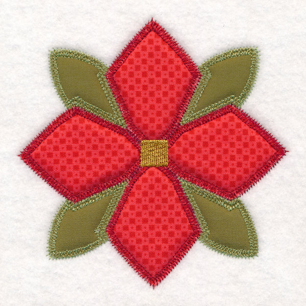 Christmas Quilt Block - Poinsettia (In-the-Hoop)