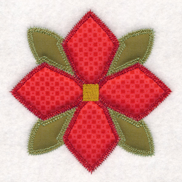 Christmas Quilt Block - Poinsettia (In-the-Hoop)