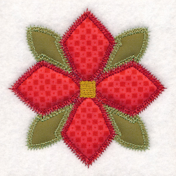 Christmas Quilt Block - Poinsettia (In-the-Hoop)