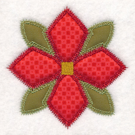 Christmas Quilt Block - Poinsettia (In-the-Hoop)