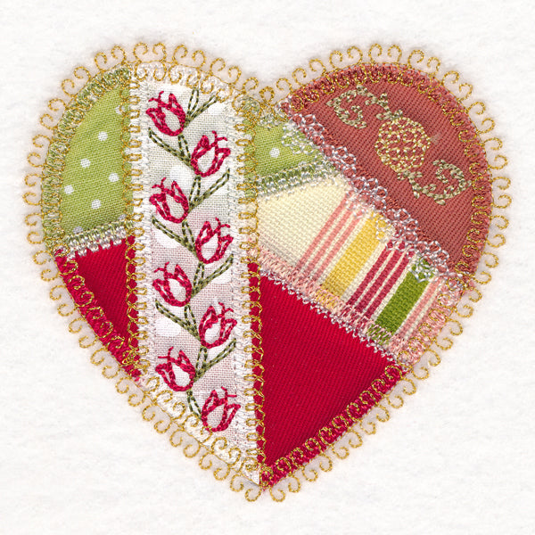 美品.today ful.Embroiderypatchworkshirts Crazy Patchwork Heart (Heirloom Applique) – Embroidery Library