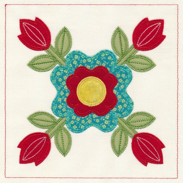 Rose of Sharon Quilt Block (In-the-Hoop)