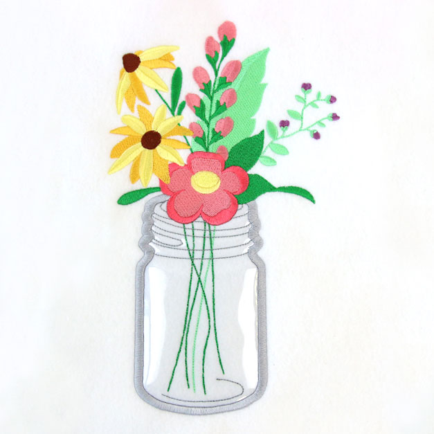 Breezy Petal Party Mason Jar (Vinyl Applique)