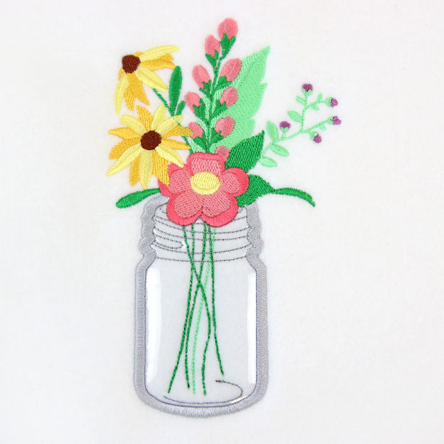 Breezy Petal Party Mason Jar (Vinyl Applique)