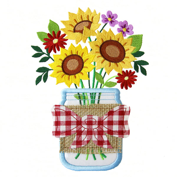 Summer Sunflowers Mason Jar (Vinyl Applique)