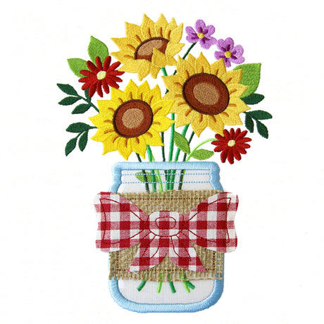 Summer Sunflowers Mason Jar (Vinyl Applique)