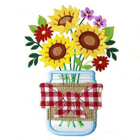 Summer Sunflowers Mason Jar (Vinyl Applique)