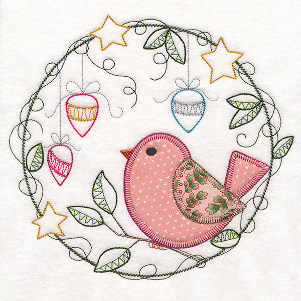 Cheery Christmas Bird Wreath (Heirloom Applique)