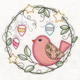 Cheery Christmas Bird Wreath (Heirloom Applique)