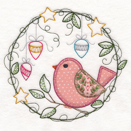 Cheery Christmas Bird Wreath (Heirloom Applique)