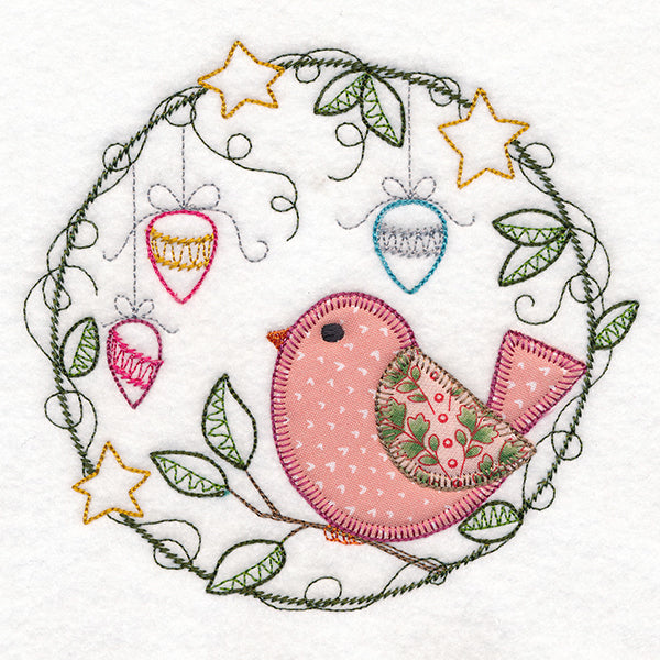 Cheery Christmas Bird Wreath (Heirloom Applique)