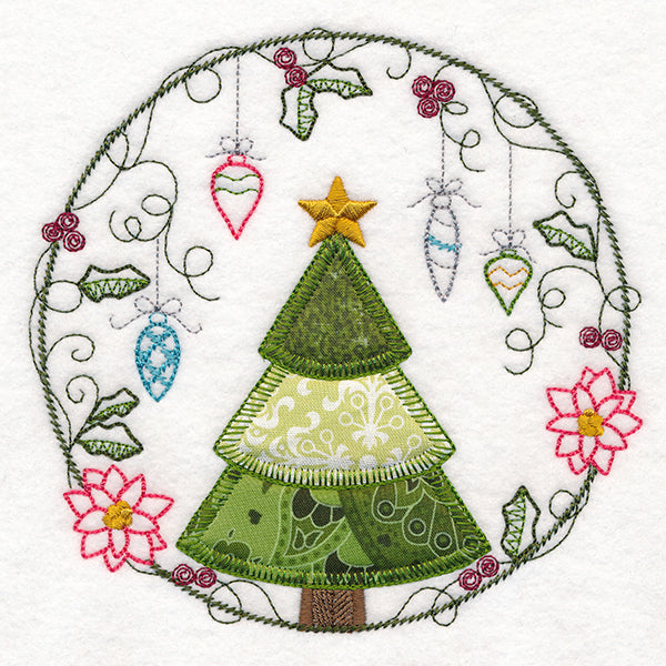 Cheery Christmas Tree Wreath (Heirloom Applique)