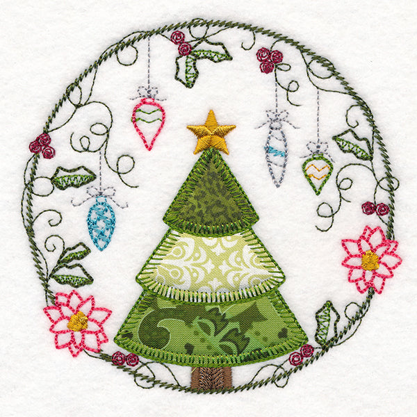 Cheery Christmas Tree Wreath (Heirloom Applique)