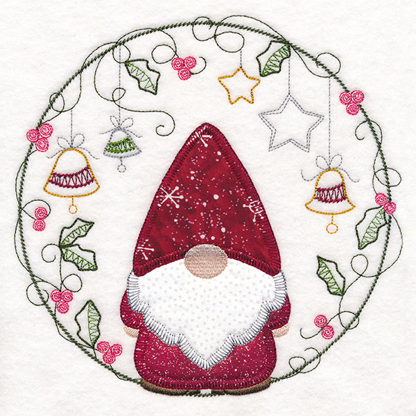 Cheery Christmas Gnome Wreath (Heirloom Applique)