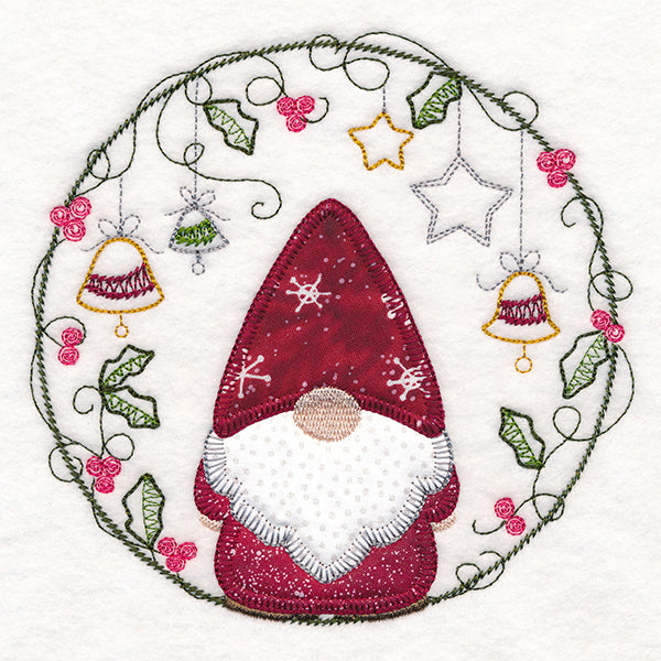 Cheery Christmas Gnome Wreath (Heirloom Applique)