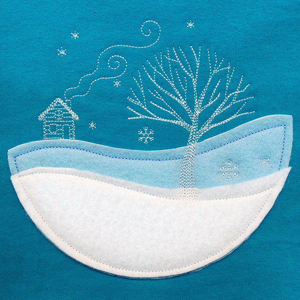 Wintertide Cabin Scene (Applique)