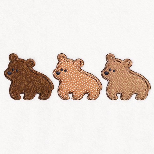 Woodland Friends Trio - Bears (Heirloom Applique)