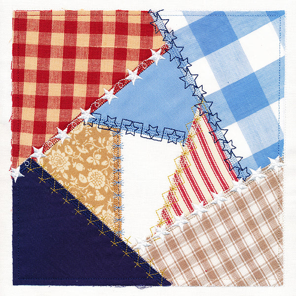 Crazy Patchwork Americana Quilt Block (In-the-Hoop)