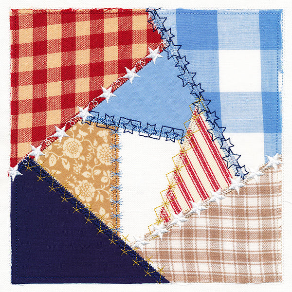 Crazy Patchwork Americana Quilt Block (In-the-Hoop)