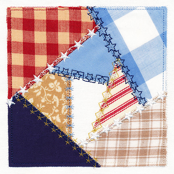Crazy Patchwork Americana Quilt Block (In-the-Hoop)