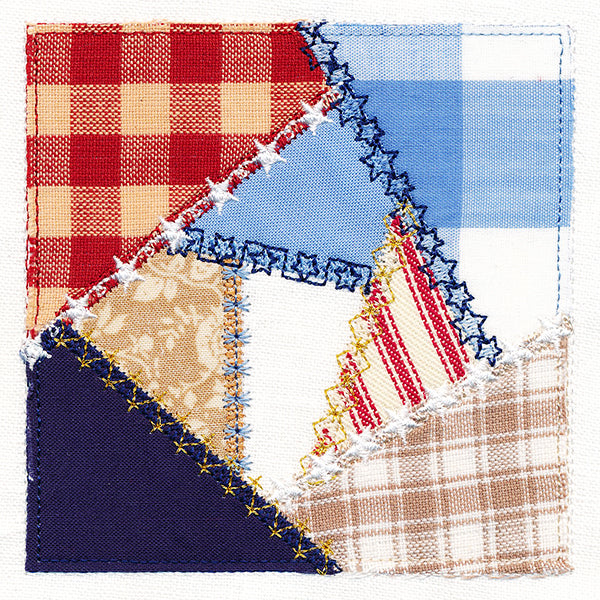 Crazy Patchwork Americana Quilt Block (In-the-Hoop)