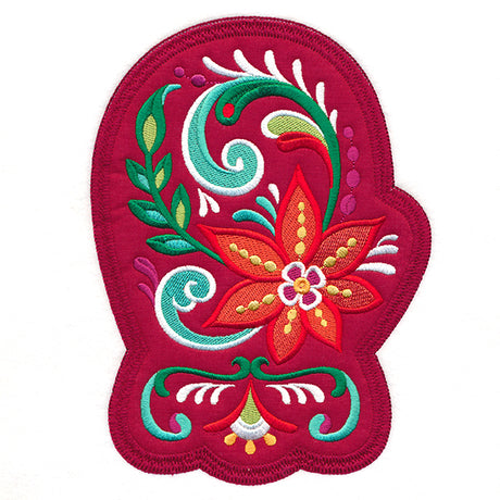 Christmas Rosemaling Mitten (Heirloom Applique)