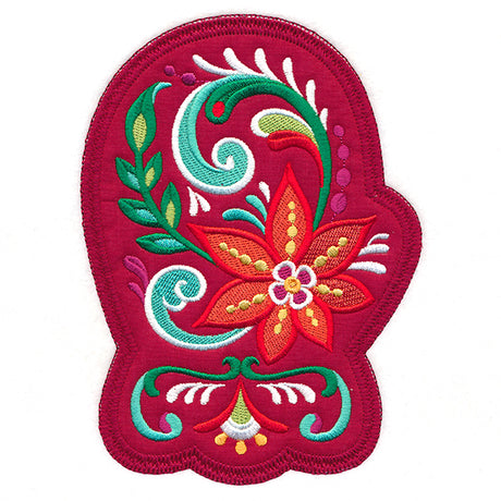 Christmas Rosemaling Mitten (Heirloom Applique)