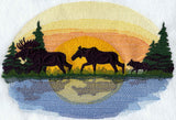 Moose Family At Dusk/Dawn
